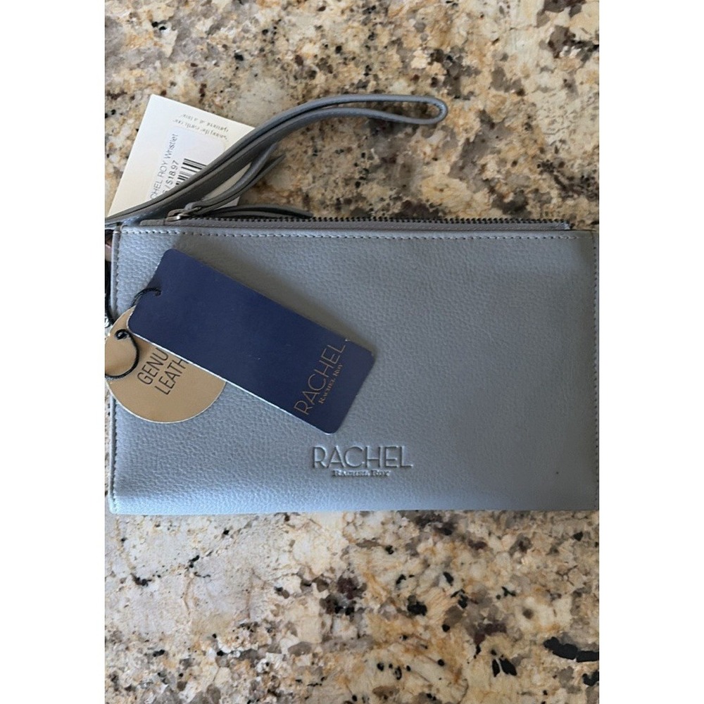 Rachel Rachel Roy Wristlet Wallet Womens OS Grey Genuine Leather Zip Clutch NWT